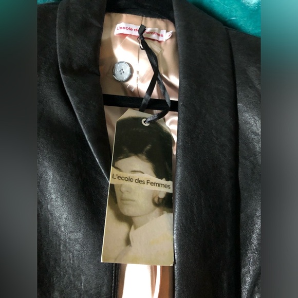 L’ ecole Des Femme Vegan Leather Smoking Jacket - Picture 7 of 14